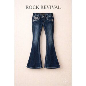 Rock Revival Janelle Bootcut Jeans Women’s Size 24 Dark Wash Denim Mid Rise